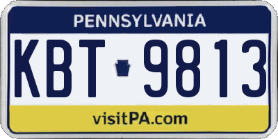 PA license plate KBT9813