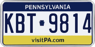 PA license plate KBT9814