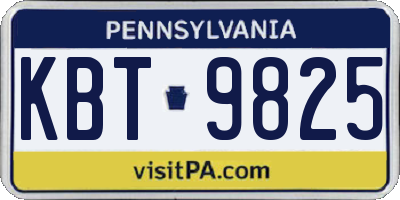 PA license plate KBT9825