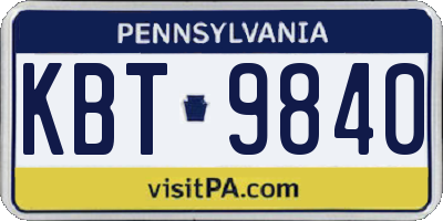 PA license plate KBT9840