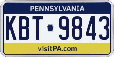 PA license plate KBT9843
