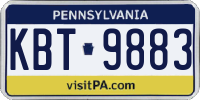 PA license plate KBT9883