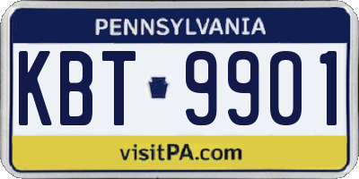 PA license plate KBT9901
