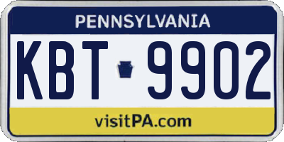 PA license plate KBT9902