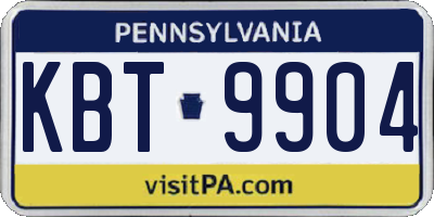 PA license plate KBT9904