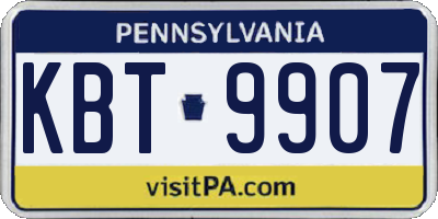 PA license plate KBT9907