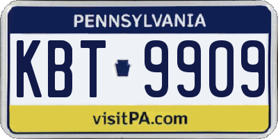 PA license plate KBT9909