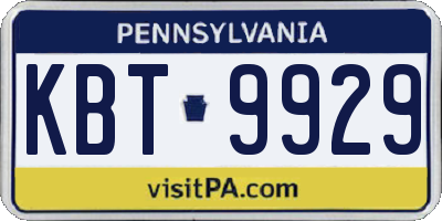 PA license plate KBT9929