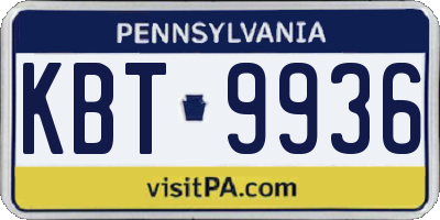 PA license plate KBT9936