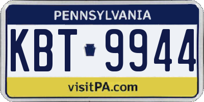 PA license plate KBT9944