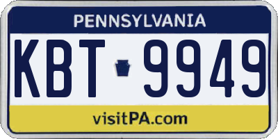 PA license plate KBT9949