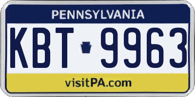 PA license plate KBT9963