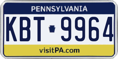 PA license plate KBT9964