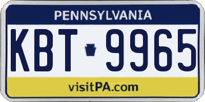 PA license plate KBT9965