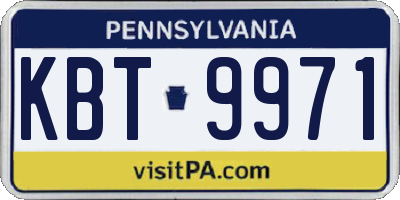 PA license plate KBT9971