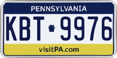 PA license plate KBT9976