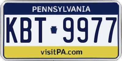 PA license plate KBT9977