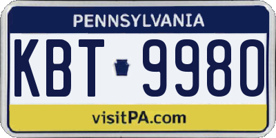 PA license plate KBT9980