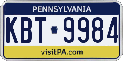 PA license plate KBT9984