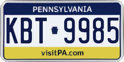 PA license plate KBT9985