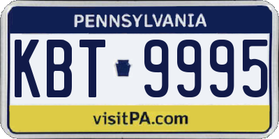 PA license plate KBT9995