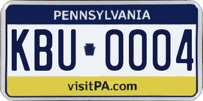 PA license plate KBU0004