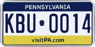 PA license plate KBU0014