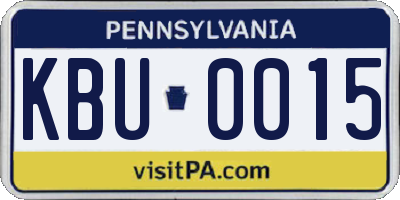 PA license plate KBU0015
