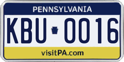 PA license plate KBU0016