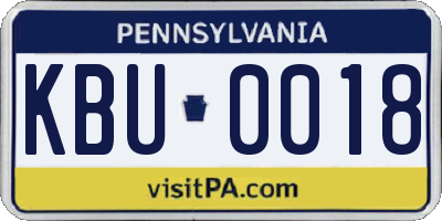 PA license plate KBU0018