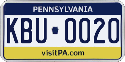 PA license plate KBU0020