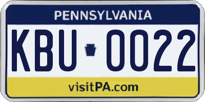 PA license plate KBU0022