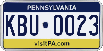 PA license plate KBU0023