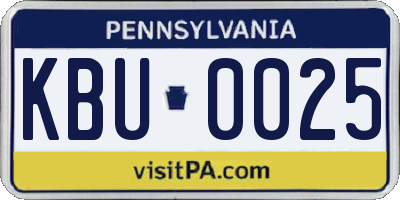 PA license plate KBU0025