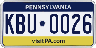 PA license plate KBU0026