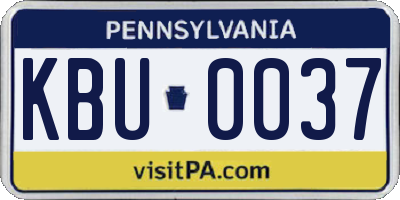 PA license plate KBU0037