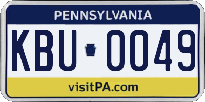PA license plate KBU0049