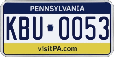 PA license plate KBU0053