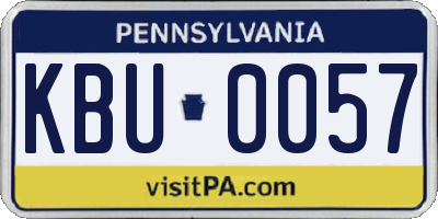 PA license plate KBU0057