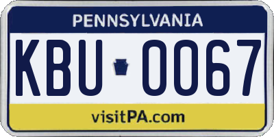 PA license plate KBU0067