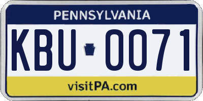 PA license plate KBU0071