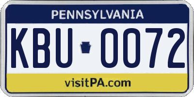 PA license plate KBU0072