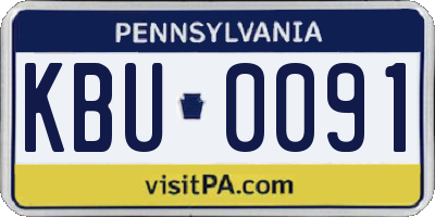 PA license plate KBU0091