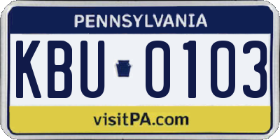 PA license plate KBU0103