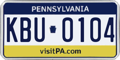 PA license plate KBU0104