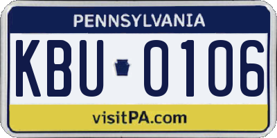 PA license plate KBU0106