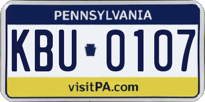 PA license plate KBU0107