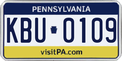 PA license plate KBU0109