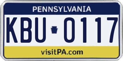 PA license plate KBU0117