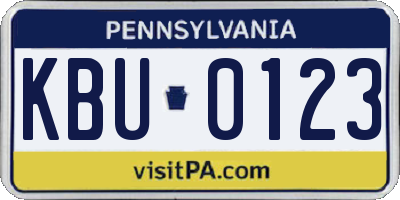 PA license plate KBU0123